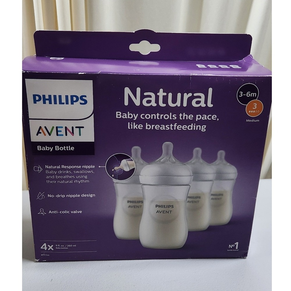 Philips Avent Natural Response Baby Bottle 9oz 4pk 3-6m SCY903/04 Clear